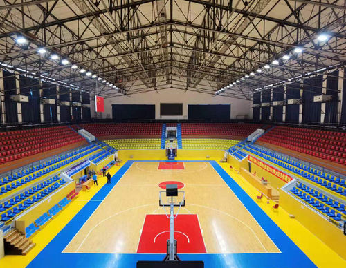 Laatste bedrijfscasus over Shaoguan Sports Center Gymnasium Basketbalbanen Led lichten