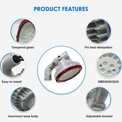 IP65 waterdichte explosiebestendige verlichtingsinstallaties met 8 mm explosiebestendige gehard glas en SMD2835/3030 LED-technologie