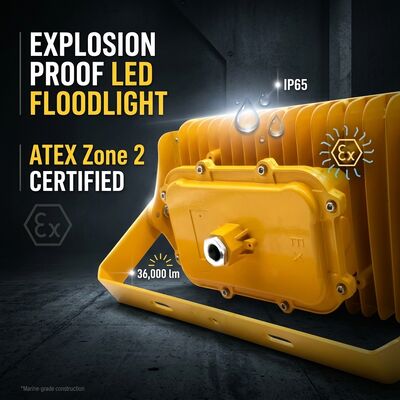 600W LED explosiebestendige overstromingslicht 90° Flangen montage Structurele platform Geel ATEX IIB T6 IP65 RFEPL8280 Verlichting