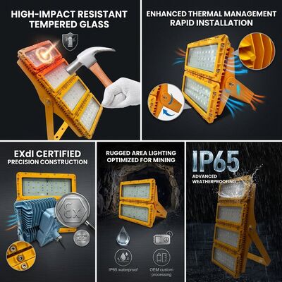ATEX Ex db mb IIb T6 600W LED explosieveilige schijnwerper LUMILEDS LM-80 72000LM IP65 Gevaarlijke verlichting voor groot gebied