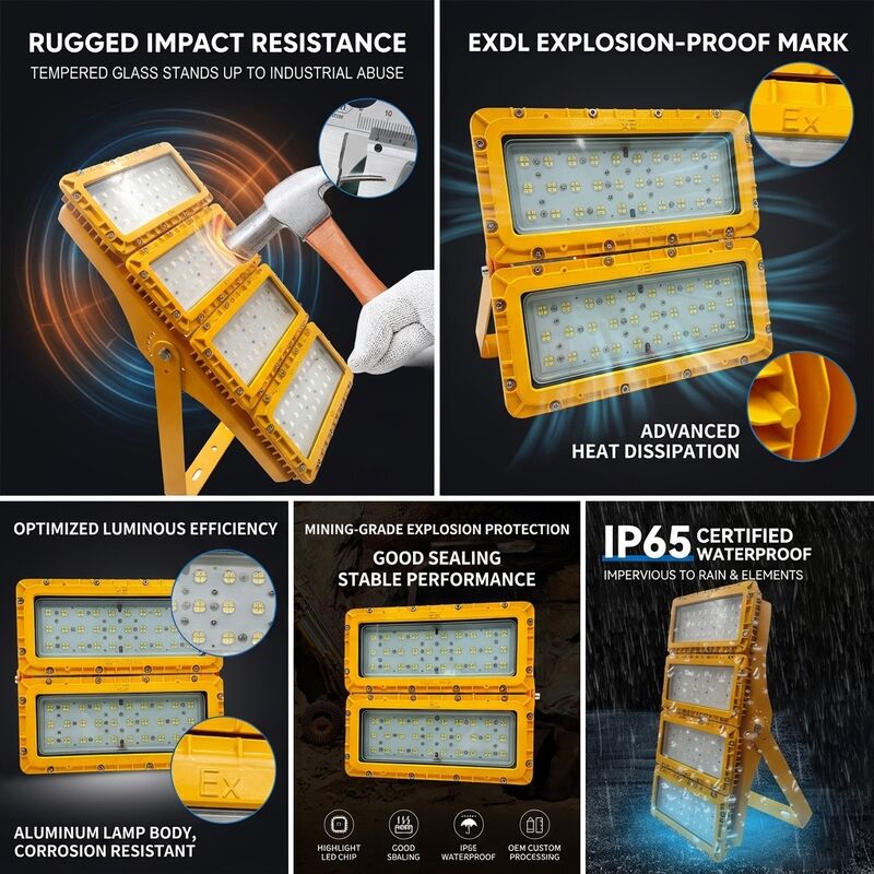 IP65 Weerbestendig 600W LED Explosieveilige Schijnwerper -40C/60C LUMILEDS LM-80 ATEX IIb T6 WF2 Armatuur voor Gevaarlijke Gebieden