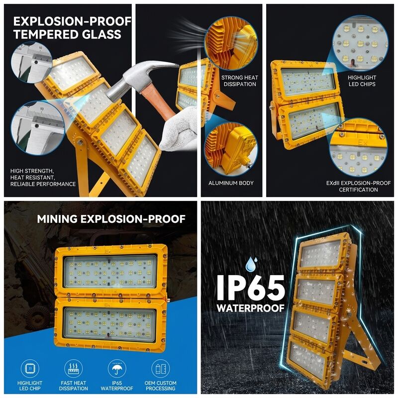 Multi-mount 600W LED Explosion Proof Flood Light 6-Way Bracket LUMILEDS LM-80 ATEX IIb T6 IP65 Plafondboom Muurbevestiging